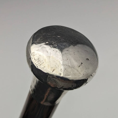 1919 British antique gentleman's umbrella, green, sterling silver, round handle, 87cm